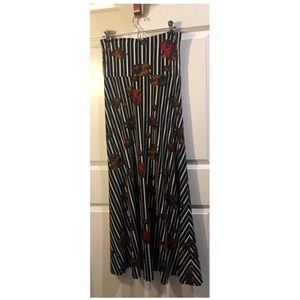 LuLaRoe Maxi Skirt, B&W stripes and flowers